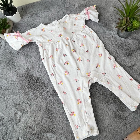 Janie and Jack Floral Print One-Piece with Bell Sleeves - Picture 5 of 9